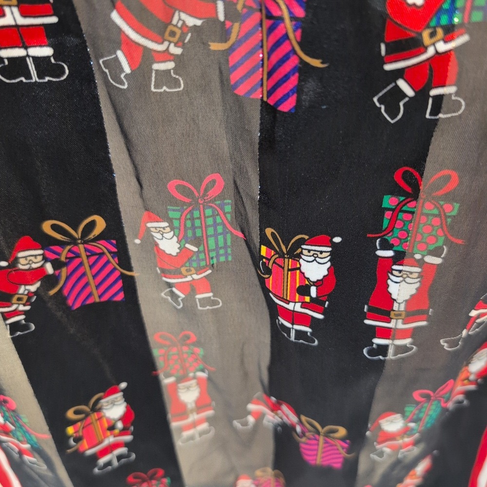Unbranded Santa Claus Christmas Holiday Scarf Black Red Striped Festive Wrap - Picture 4 of 5